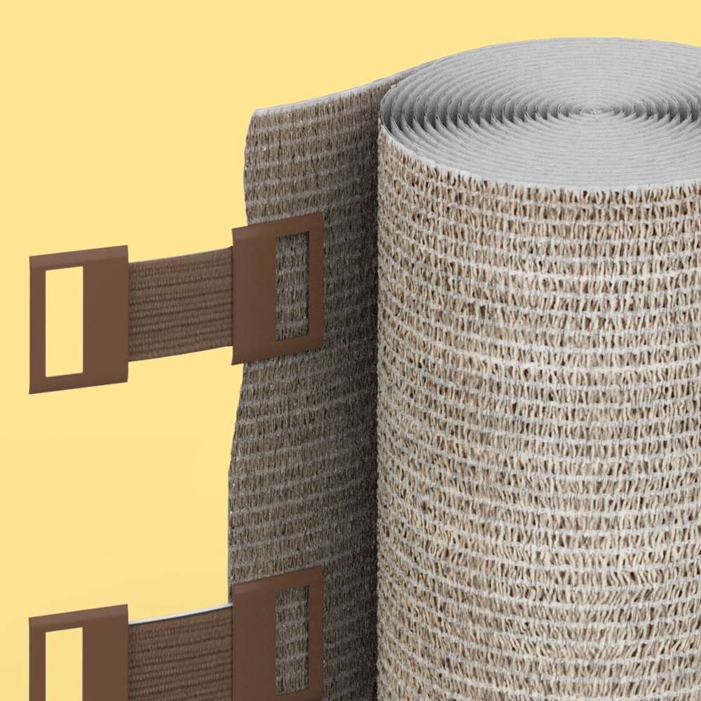 Ricostruzione 3D e render fotorealistici di bande elastiche con grappette, in quattro formati per il packaging